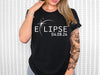 a woman wearing a black shirt with the words eclipse on it