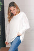 White Hacci Floral Lace Sleeve Sweater Top  Haptics   