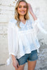 White V Neck Embroidered Crochet Lace Swiss Dot Top  Liv Los Angles   