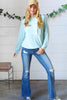 Teal French Terry Button Down Outseam Hoodie  Sugarfox   