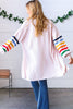 Rainbow Stripe Bubble Sleeve Open Sweater Cardigan  Haptics   