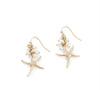 Pearl Dangle with Starfish earrings 3 Waves    